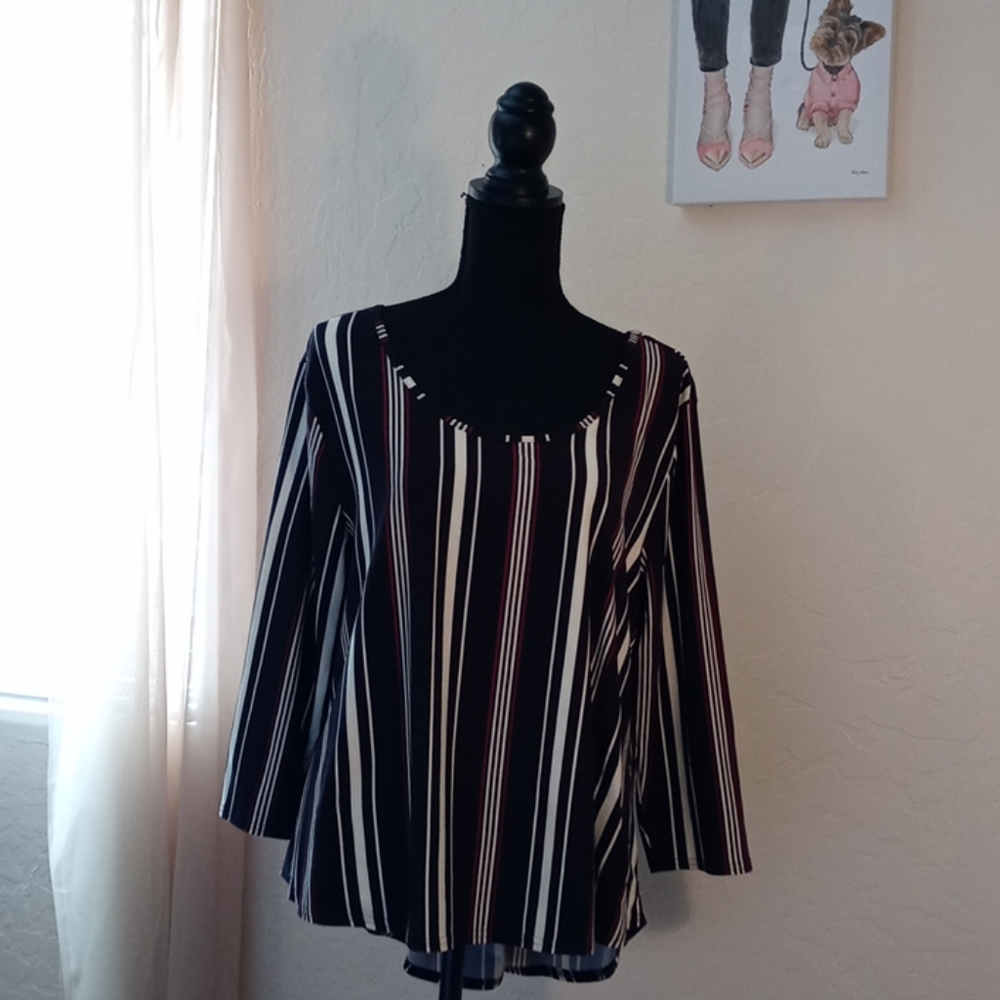 Long Sleeve Red, White and Black Shirt Size 1X